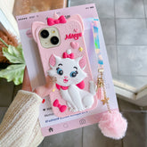 Kawaii Marie Cat Silicone Case with Hair Ball Pendant